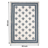 PURE COTTON RAJASTHANI HAND BLOCK PRINT SIX SEATER TABLE CLOTH Blue Grey Buta