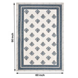 Pure Cotton Table Cloth Rajasthani Hand Block Printed( Blue Grey Buta)