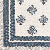 PURE COTTON RAJASTHANI HAND BLOCK PRINT SIX SEATER TABLE CLOTH Blue Grey Buta