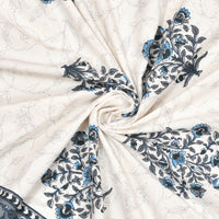 PURE COTTON RAJASTHANI HAND BLOCK PRINT SIX SEATER TABLE CLOTH Blue Grey Buta
