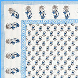 Hand Block Printed Cotton Summer Single Size Reversible Printed Malmal Dohar Blue Grey Buti