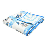 Hand Block Printed Cotton Summer Single Size Reversible Printed Malmal Dohar Blue Grey Buti
