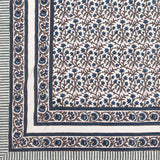 Pure Cotton Table Cloth Rajasthani Hand Block Printed (BLUE GREY JAAL)