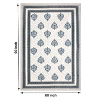 PURE COTTON RAJASTHANI HAND BLOCK PRINT SIX SEATER TABLE CLOTH Blue Grey Paan