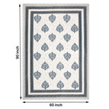PURE COTTON RAJASTHANI HAND BLOCK PRINT SIX SEATER TABLE CLOTH Blue Grey Paan