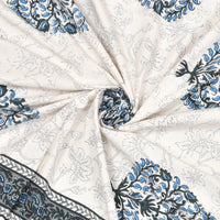 PURE COTTON RAJASTHANI HAND BLOCK PRINT SIX SEATER TABLE CLOTH Blue Grey Paan
