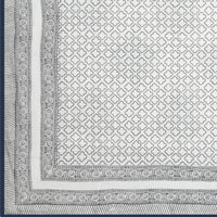 BLOCKS OF INDIA Hand Block Printed Cotton Summer Single Size Reversible Printed Malmal Dohar Blue Grey Paan