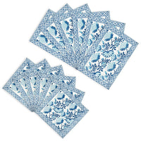 BLOCKS OF INDIA Hand Block Printed Cotton Table Runner, Mat and Napkin Set for Center/Dining Table (Blue jaal)