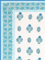 Cotton Dohar / Blanket King Bed Size Hand Block Printed (Blue Kairi)