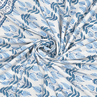 Pure Cotton Table Cloth Rajasthani Hand Block Printed (BLUE LEAF)