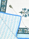 Cotton Dohar / Blanket King Bed Size Hand Block Printed (Blue Lily)