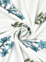 Cotton Dohar / Blanket King Bed Size Hand Block Printed (Blue Lily)