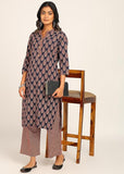 Women's Printed Straight Kurta Set | Hand-Stitched Neck Details with mandarin collar | Comfortable Pants with Pockets, Elastic Waist & Drawstring Fit (Blue Paisley)