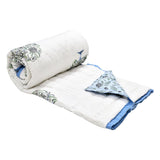 Cotton Single Size Quilt Hand Block Print for Light Winters (150x225 cm) (Blue tol)