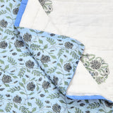 Cotton Single Size Quilt Hand Block Print for Light Winters (150x225 cm) (Blue tol)