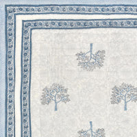 Cotton Single Size Quilt/ Rajai Hand Block Print for Light Winters (150x225 cm) (Blue Tree)