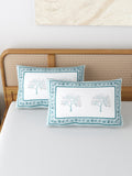 Rajasthani Handmade Hand Block Print Cotton Pillow Cover , Blue Tree (2 Pcs)