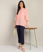 Women Cotton Pant Trouser Regular Fit with Two Pocket for Office School Formal Casual Daily Use Blue Pant