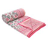 Cotton Dohar / Blanket King Bed Size Hand Block Printed (Pink Paisley)