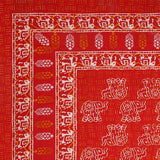 Pure Cotton Table Cloth Rajasthani Hand Block Printed (Red Elephant)