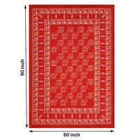 Pure Cotton Table Cloth Rajasthani Hand Block Printed (Red Elephant)