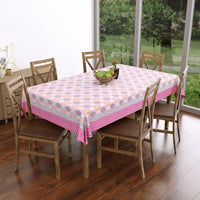 Pure Cotton Table Cloth Rajasthani Hand Block Printed (PINK CIRCLE)