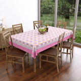 Pure Cotton Table Cloth Rajasthani Hand Block Printed (PINK CIRCLE)