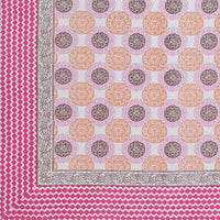 Pure Cotton Table Cloth Rajasthani Hand Block Printed (PINK CIRCLE)
