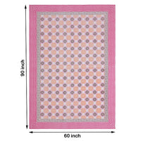 Pure Cotton Table Cloth Rajasthani Hand Block Printed (PINK CIRCLE)
