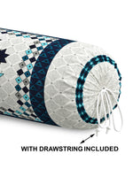 Rajasthani Handmade Hand Block Print Cotton Bolster Cover , Blue Star (2 Pcs)