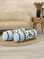 Rajasthani Handmade Hand Block Print Cotton Bolster Cover , Color 27 (2 Pcs)