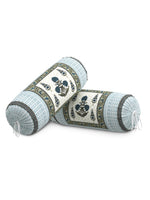 Rajasthani Handmade Hand Block Print Cotton Bolster Cover , Color 27 (2 Pcs)