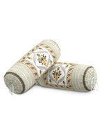 Rajasthani Handmade Hand Block Print Cotton Bolster Cover , Color 28 (2 Pcs)