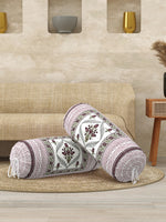 Rajasthani Handmade Hand Block Print Cotton Bolster Cover , Color 30 (2 Pcs)