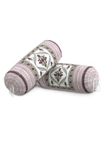 Rajasthani Handmade Hand Block Print Cotton Bolster Cover , Color 30 (2 Pcs)