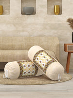 Rajasthani Handmade Hand Block Print Cotton Bolster Cover , Color 33 (2 Pcs)