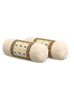 Rajasthani Handmade Hand Block Print Cotton Bolster Cover , Color 33 (2 Pcs)