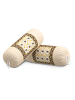 Rajasthani Handmade Hand Block Print Cotton Bolster Cover , Color 33 (2 Pcs)