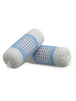 Rajasthani Handmade Hand Block Print Cotton Bolster Cover , Color 34 (2 Pcs)