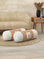 Rajasthani Handmade Hand Block Print Cotton Bolster Cover , Color 38 (2 Pcs)