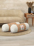 Rajasthani Handmade Hand Block Print Cotton Bolster Cover , Color 38 (2 Pcs)