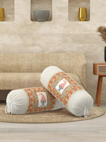 Rajasthani Handmade Hand Block Print Cotton Bolster Cover , Color 38 (2 Pcs)