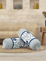 Rajasthani Handmade Hand Block Print Cotton Bolster Cover , Color 40 (2 Pcs)