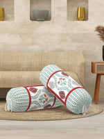 Rajasthani Handmade Hand Block Print Cotton Bolster Cover , Color 41 (2 Pcs)