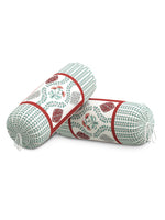 Rajasthani Handmade Hand Block Print Cotton Bolster Cover , Color 41 (2 Pcs)