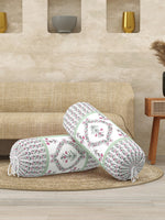 Rajasthani Handmade Hand Block Print Cotton Bolster Cover , Color 42 (2 Pcs)