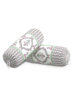 Rajasthani Handmade Hand Block Print Cotton Bolster Cover , Color 42 (2 Pcs)