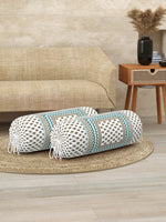 Rajasthani Handmade Hand Block Print Cotton Bolster Cover , Green Buti (2 Pcs)