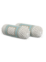 Rajasthani Handmade Hand Block Print Cotton Bolster Cover , Green Buti (2 Pcs)