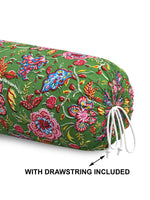 Rajasthani Handmade Hand Block Print Cotton Bolster Cover , Green Jaal (2 Pcs)